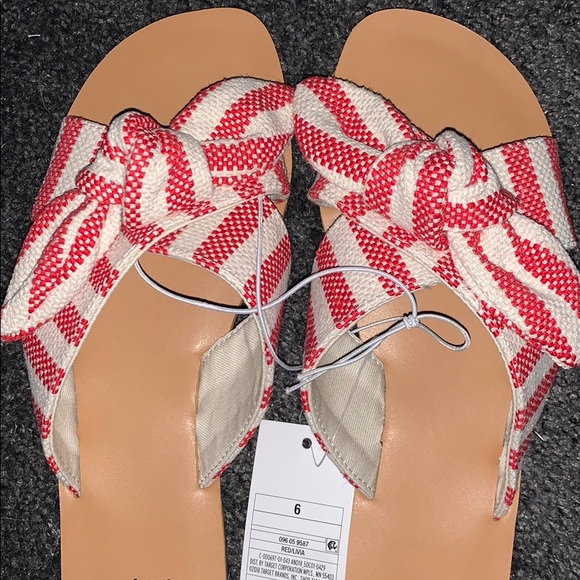 NWT “A New Day” red and white striped sandal - Picture 2 of 4